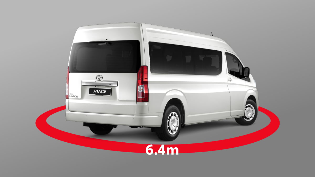 Hiace SLWB: 6.4 m turning radius